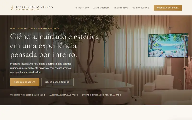 Página inicial do site de Instituto Aguilera